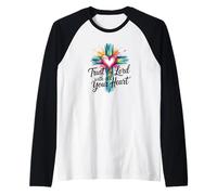Confía en el Señor con todo tu corazón Cruz de fe cristiana Camiseta Manga Raglan