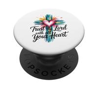 Confía en el Señor con todo tu corazón Cruz de fe cristiana PopSockets PopGrip Adhesivo
