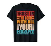 Confía en el Señor con Todo tu corazón Proverbios 3:5-6 Vintage Camiseta gráfica económica