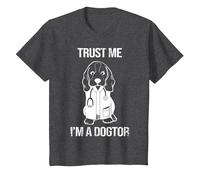 Confía en mí Soy un Dogtor I Cute Dog I Veterinario Camiseta, Niños, Jaspeado Oscuro, 10 años