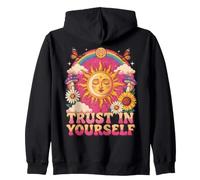 Confía en ti Mismo, diseño Retro, Bohemio Hippie de los 70 con diseño de Sun Moon Sudadera con Capucha