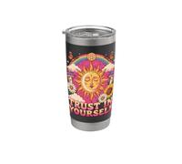 Confía en ti mismo, diseño retro, bohemio hippie de los 70 con diseño de Sun Moon Vaso térmico de acero inoxidable de doble pared