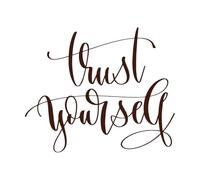 Confía en ti mismo inscripción escrita a mano Decoración de vinilo para pared 41x49.2cm Fácil instalación Café