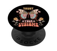 Confía en tus visiones mariposa retro motivacional PopSockets PopGrip Adhesivo