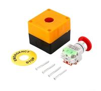 Confiable interruptor de botón rojo de 22 mm para CA 220 V 10 A con caja de estación segura y ajuste de panel ajustable (tres pines antitáctil)