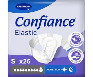 Confiance Elastic - Cambios completos para hombres y mujeres - Nivel de absorción = 10 gotas (fugas urinarias importantes) - pH neutro a la piel - Material suave - Talla S - 22 unidades