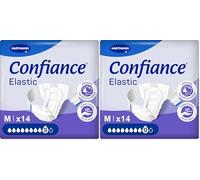 Confiance Elastic - Cambios completos para hombres y mujeres - Nivel de absorción : 9 gotas (fugas urinarias importantes) - pH neutro a la piel - Material suave - Talla M - 14 unidades (Paquete de 2)
