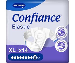 Confiance Elastic - Cambios completos para hombres y mujeres - Nivel de absorción = 9 gotas (fugas urinarias importantes) - pH neutro a la piel - Material suave - Talla XL - 14 unidades