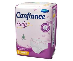 Confiance® Lady - Braguitas absorbentes para mujeres, nivel de absorción = 5 gotas (fuites rinarios medianos) - pH neutro a la piel - Talla L - 7 unidades