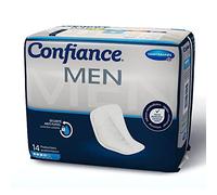 Confiance® Men - Pequeñas protecciones anatómicas absorbentes para hombres, discretas, nivel de absorción = 4 gotas (fugas urinarias medianas) - pH neutro a la piel - 14 unidades