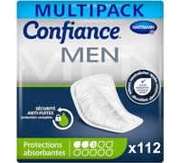 Confiance Men - Pequeñas protecciones anatómicas absorbentes para hombres - Discretos - Absorción - 3 gotas (Fugas urinarias medianas) - pH neutro a la piel - 8 x 14 unidades
