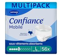 Confiance Mobile - Slips Absorbentes para Hombres y Mujeres - Nivel de Absorción = 5 gotas (fugas urinarias medianas) - Discretos y eficaces - pH neutro a la piel - Talla L - 3 x 14 unidades