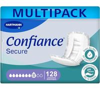 Confiance Secure - Protectores anatómicos absorbentes para hombres y mujeres - Nivel de absorción = 8 gotas (fugas urinarias importantes) - Material suave - Blanco - 4 x 32 unidades