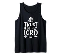 Confianza en el Señor Cruz Cristiana Letras Mano Fe Camiseta sin Mangas