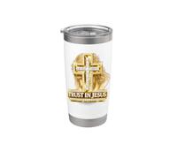 Confianza en Jesús Fe Cruz Espíritu Positivo Creer Religioso Vaso térmico de acero inoxidable de doble pared