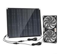 Configuración de ventilador dual con energía solar con potencia de 30 W para una circulación de aire al aire libre eficaz