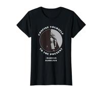 Confinarse al Presente Marco Aurelio estoico Camiseta gráfica económica, Mujer, Negro, S