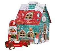 Confiserie Heidel Chocolates navideños - Caseta de duendes blandos, 116 g | Chocolate navideño en casa de gnomos de metal con Papá Noel de chocolate y 8 trozos de chocolate rellenos, 116 g