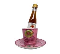 Confitería Plantagenet desde 1930 todo para la pastelería de fresa y porcelana - Mini tazas y posavasos con flores + crema de fresa de madera G.E. Masa 30 ml