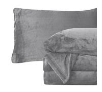 Confort elegante de 4 piezas de 4 piezas Velvet Flannel Flannel Set - Calidad premium - Conjunto de lmina de bolsillo profunda de Velvet Flannel