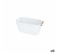 Confortime Cesta Multiusos Plástico con Asas Madera 33,5 x 18 x 15 cm (12 Unidades)