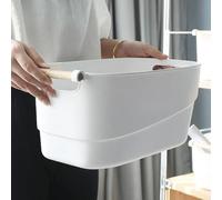 Confortime Cesta Multiusos Plástico con Asas Madera 40 x 21,5 x 18 cm (12 Unidades)