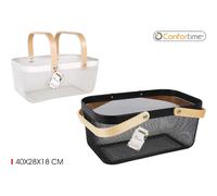Confortime - Cesta Organizadora Maison ASA Doble Madera - Multifuncional - Hogar Ordenado - Resistente y Duradera - Diseño Elegante