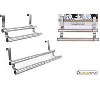 CONFORTIME Colgador Extensible Acero Doble, 25-40 cm, Zinc, Multicolor, Talla Unica
