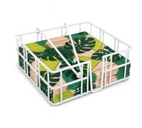 CONFORTIME | Servilletero de Cocina Metálico Blanco, Porta Servilletas Rectangular con Barras y Base Estable, Organizador para Mesa, Encimera o Comedor, Accesorio de Almacenaje y Decoración Hogar