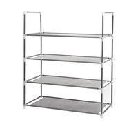 Confortime - Zapatero de metal y tela de 72 x 58 x 27 cm, ideal para el hogar de color plateado , válido para distintos usos como decoración, estante, estantería, mueble (Plateado, 72 x 58 x 27 cm)