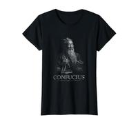 Confucio Ancient Wisdom Philosophy Scholar Camiseta gráfica económica, Mujer, Negro, L