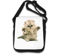 Confused and Cute Fluffy Kitten Art - Bolso de hombro blanco, White, Talla única