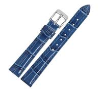 Cong Yi 10 12 13 14 15 16 17 18 19 20 22 MM Correa De Reloj Cuero Genuino Grano Bambú Cierre Hebilla Hombres Mujeres Pulsera Cinturón(Storm blue,15mm)