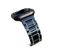 Cong Yi 20 22 24 mm Cerámica de lujo y acero inoxidable Zwart Blanco Compatible With Samsung S2 3 4 Huawei Gt Cinturón de pulsera de pulsera de correa de reloj(Black and green,22mm)