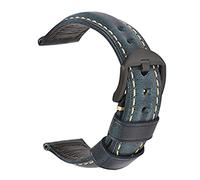 Cong Yi Banda de reloj de cuero genuino de la cera de la moda 19 mm 20 mm 21mm 22mm 23mm 24mm reloj correas relojes banda banda brown azul negro(Oil wax dark blue-B,22mm)