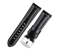 Cong Yi Correa De Reloj Cuero Crazy Horse Vintage Hecha A Mano, Capa Superior Piel Vaca, Correas Ajustables 19mm-24mm Ancho For Relojes(L black silver,20mm)