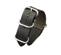 Cong Yi Correa De Reloj De Cuero Hecha A Mano 18 20 22 24 26MM Correa De Cuero De Vaca De Capa Superior Esmerilada Vintage, Pulsera De Hombre Marrón Negro(Green silver buckle,18mm)