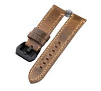 Cong Yi Correa De Reloj De Cuero Hecha A Mano 20 21 22 23 24 26 MM Doblada Por La Mitad For Hacer Una Correa De Cuero De Capa Superior Suave Estilo Retro Compatible Con PAM111(B Brack buckle,24mm)