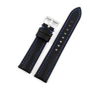 Cong Yi Correa De Reloj De Piel De Vaca + Oxford, Correa De Tela De Lona, 18mm, 19mm, 20mm, 21mm, 22mm, 23mm, 24mm, Correa Impermeable For Hombres Y Mujeres(Black-blue line,24mm)