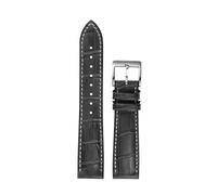 Cong Yi Correa De Reloj For Hombre, Banda Piel Vaca, Línea Blanca Con Patrón Nudos Bambú, Correa 19, 20, 21, 22, 23 Y 24 Mm(Black,21mm)