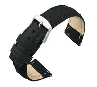 Cong Yi Correa De Reloj Vintage De Cuero Crazy Horse De 18 Mm, 20 Mm Y 22 Mm For Hombre Y Mujer, Repuesto De Liberación Rápida.(Black-Silver,22mm)