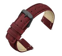 Cong Yi Correa De Reloj Vintage De Cuero Crazy Horse De 18 Mm, 20 Mm Y 22 Mm For Hombre Y Mujer, Repuesto De Liberación Rápida.(Burgundy-Black,20mm)