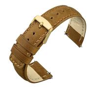 Cong Yi Correa De Reloj Vintage De Cuero Crazy Horse De 18 Mm, 20 Mm Y 22 Mm For Hombre Y Mujer, Repuesto De Liberación Rápida.(Light Brown-Gold,22mm)