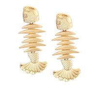 CONGARTENO 1 Par Pendientes De Huesos De Pescado Gotas Para Los Oídos Para Las Mujeres Pendiente Cuelga Pendientes Colgantes De Oro Para Mujer Aretes Golden Aleación