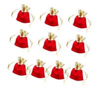 CONGARTENO 10 Bolsas de Joyería Rojas Cordón Dorado, Reutilizables Tela, Organizador para Bodas y Festivales, Diseño Elegante y Fácil de Reconocer