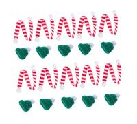 CONGARTENO 10 Juegos Mini Christmas Knit Hats and Scarves Soft Wool Yarn Tiny DIY Wine Bottle Covers Festive Holiday Craft Decorations For Parties and Home
