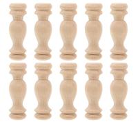CONGARTENO 10 Piezas de Postes de Gabinete de Madera Maciza sin Acabado Columna Romana en Blanco 6X18 CM para Barandillas Balaustres de Escaleras Interiores y Decoración Artesanal