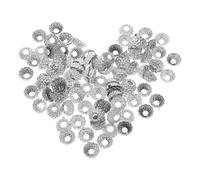 CONGARTENO 100 Tapas para Adornos Navideños DIY Tapas Redondas Huecas de Plástico Plateado de 15 CM de Diámetro Accesorios para Manualidades y Decoración del Árbol de Navidad Pack de 100