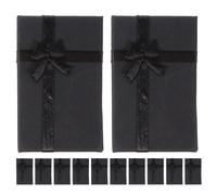 CONGARTENO 12 Piezas Cajas de Obsequio Pequeñas de Cartón Negro con Lazo, Pack de 12 Unidades para Joyería, Caja para Anillos, Collares y Pulseras, Estuche Adecuado para Bodas, Propuestas y