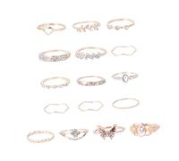 CONGARTENO 16 piezas Conjunto de Anillos para Mujer con Diseño y Pedrería Accesorios de Joyería Duraderos para Diario y Elegantes